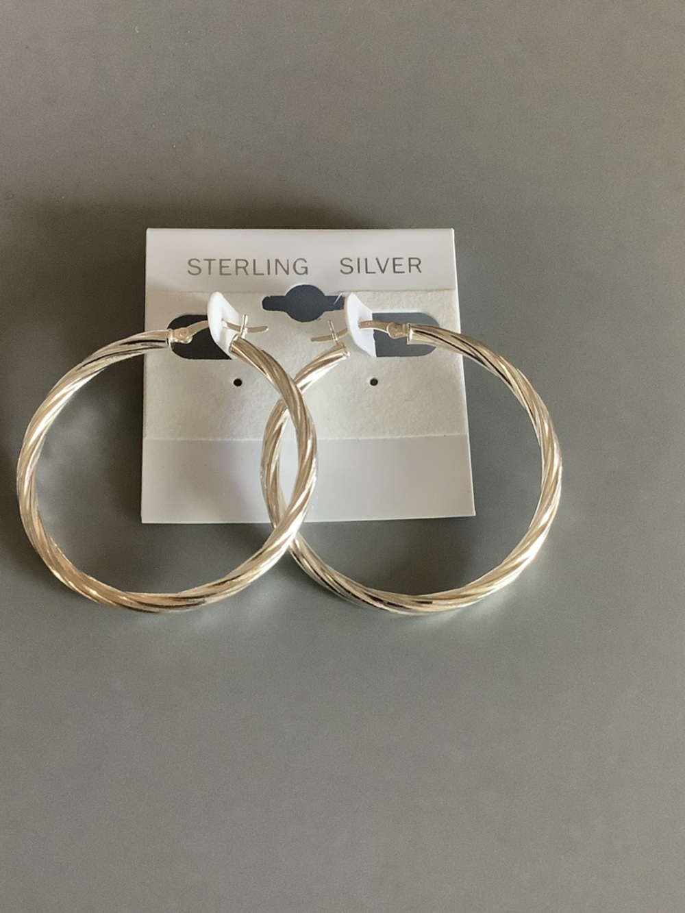 Sterling Silver Twisted Hoop Earrings - Silver
